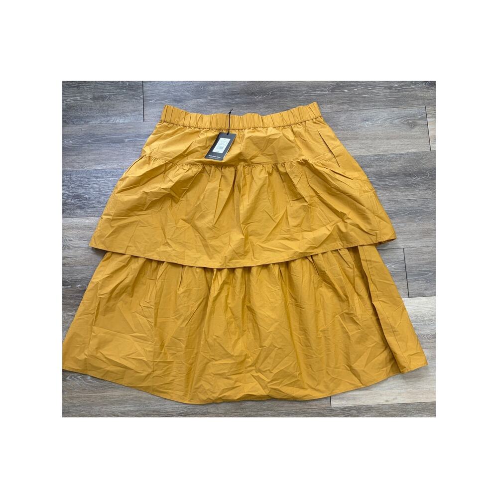 Who What Wear Mustard Tiered Midi Skirt 1X Cottagecore Fall Statement